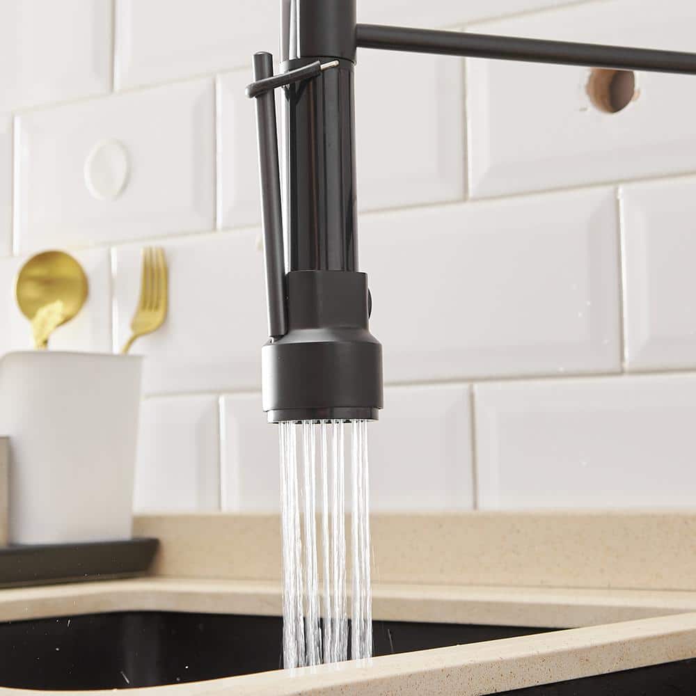  Single Handle Pull Down Sprayer Kitchen Faucet In Black Plus Silver