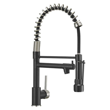  Single Handle Pull Down Sprayer Kitchen Faucet In Black Plus Silver