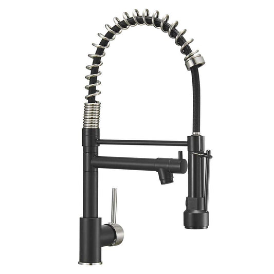  Single Handle Pull Down Sprayer Kitchen Faucet In Black Plus Silver