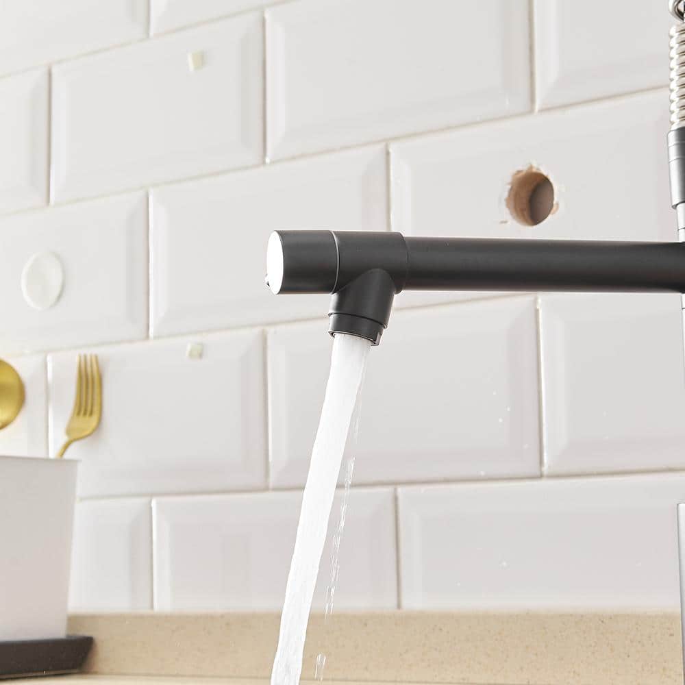  Single Handle Pull Down Sprayer Kitchen Faucet In Black Plus Silver