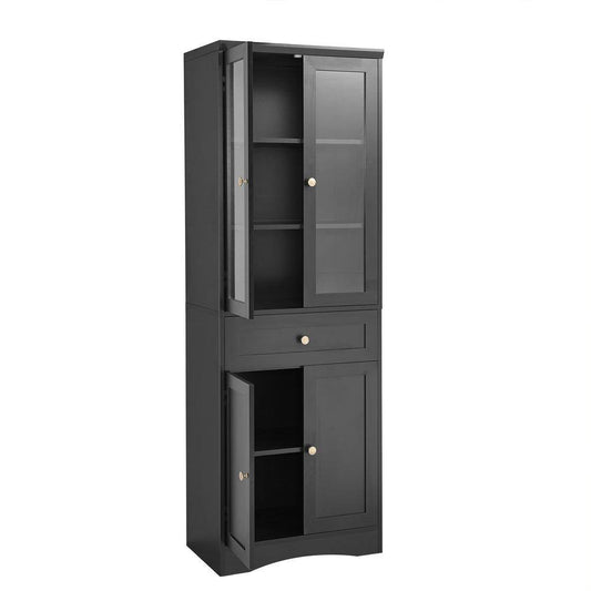  14.50 In. W X 23.30 In. D X 66.90 In. H Bathroom Storage Wall Cabinet In Black