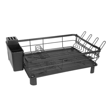  Black Carbon Steel Standing Dish Rack For Kitchen Countertop