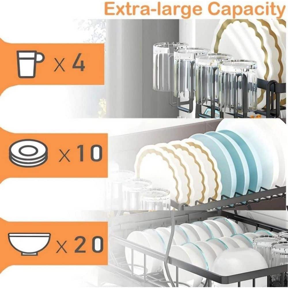 2-Tier Detachable Detachable Dish Drying Rack With Drainboard