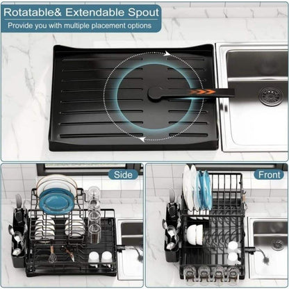  2-Tier Detachable Detachable Dish Drying Rack With Drainboard