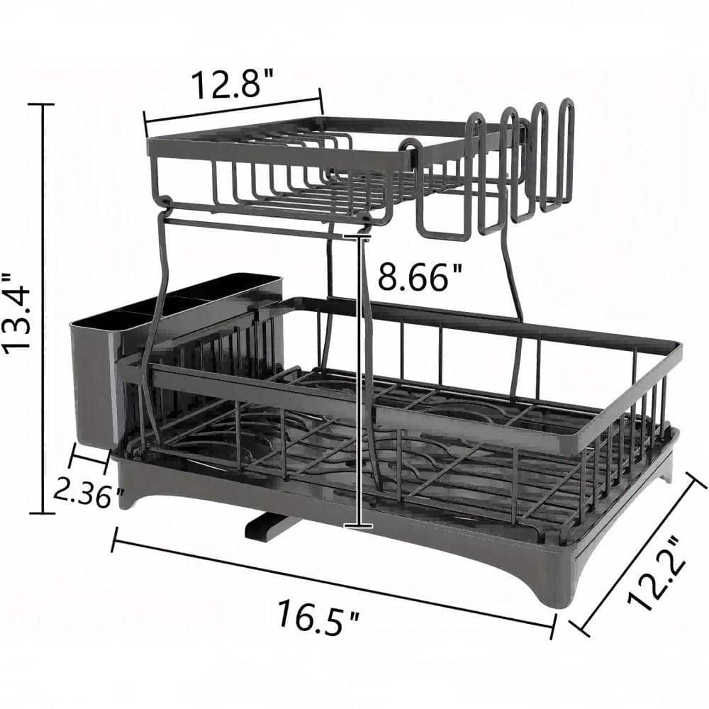  2-Tier Detachable Detachable Dish Drying Rack With Drainboard