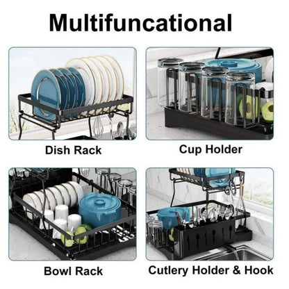  2-Tier Detachable Detachable Dish Drying Rack With Drainboard