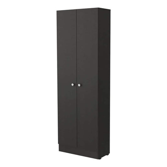  13.80 In. W X 29.50 In. D X 59.10 In. H Black Metal Freestanding Linen Cabinet W/2-Shelves And Glass Door In Black