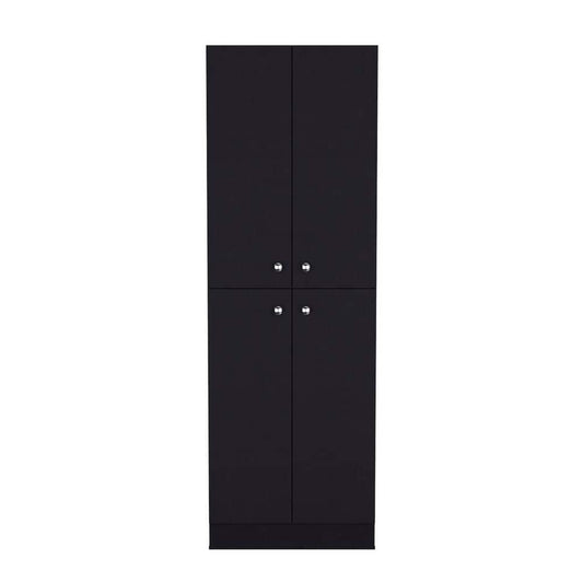  23.60 In. W X 11.80 In. D X 71.10 In. H Black Particle Board Freestanding Linen Cabinet W/4-Doors In Black