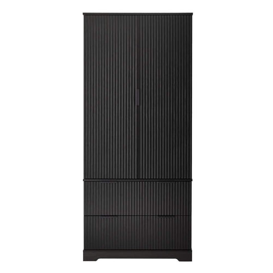  15.75 In. W X 31.49 In. D X 71.65 In. H MDF Freestanding Linen Cabinet With 2-Drawers And 8-Door In Black