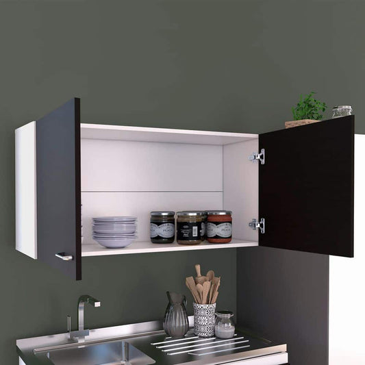  Napoles Wall Cabinet, Two Shelves, Double Door-Black