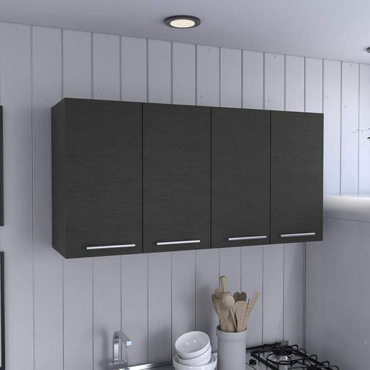  Kitchen Cabinet Durham, Four Doors, Black Wengue Finish