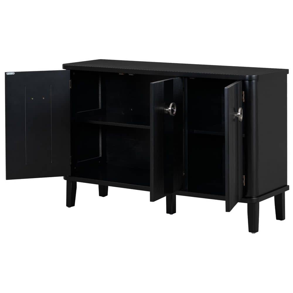  3-Acacia Solid Doors, Adjustable, Suitable For Study, Corridors, And Entrances In Black