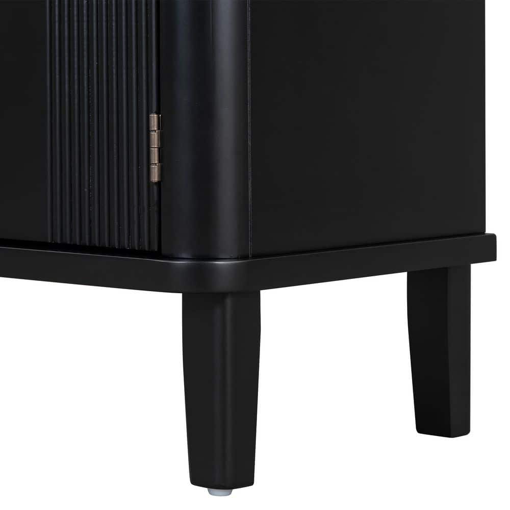  3-Acacia Solid Doors, Adjustable, Suitable For Study, Corridors, And Entrances In Black