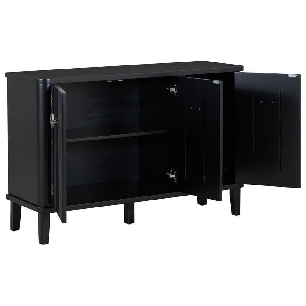  3-Acacia Solid Doors, Adjustable, Suitable For Study, Corridors, And Entrances In Black