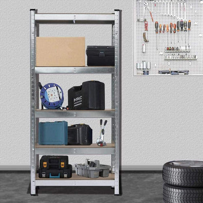  5-Tier Galvanized Metal Storage Rack: Heavy Duty, Adjustable Shelves In Black