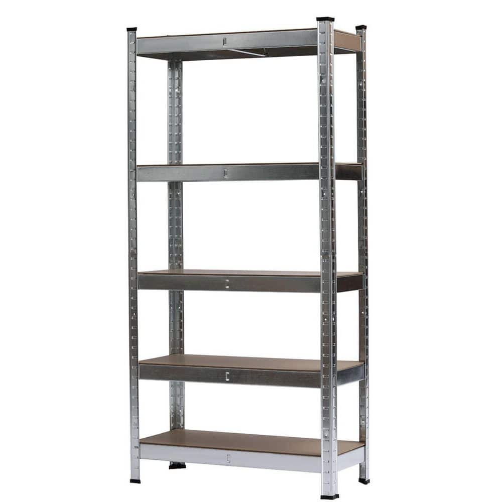  5-Tier Galvanized Metal Storage Rack: Heavy Duty, Adjustable Shelves In Black
