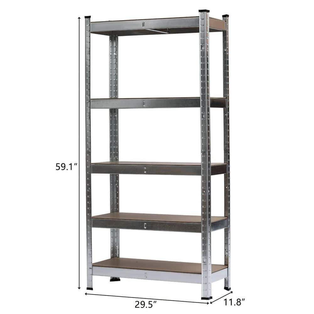  5-Tier Galvanized Metal Storage Rack: Heavy Duty, Adjustable Shelves In Black