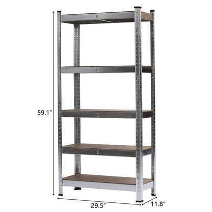  5-Tier Galvanized Metal Storage Rack: Heavy Duty, Adjustable Shelves In Black