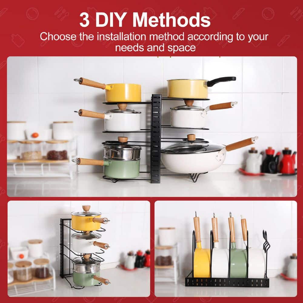  Adjustable Pot Rack, Kitchen Rack, And Storage Rack, Kitchen Organization And Storage