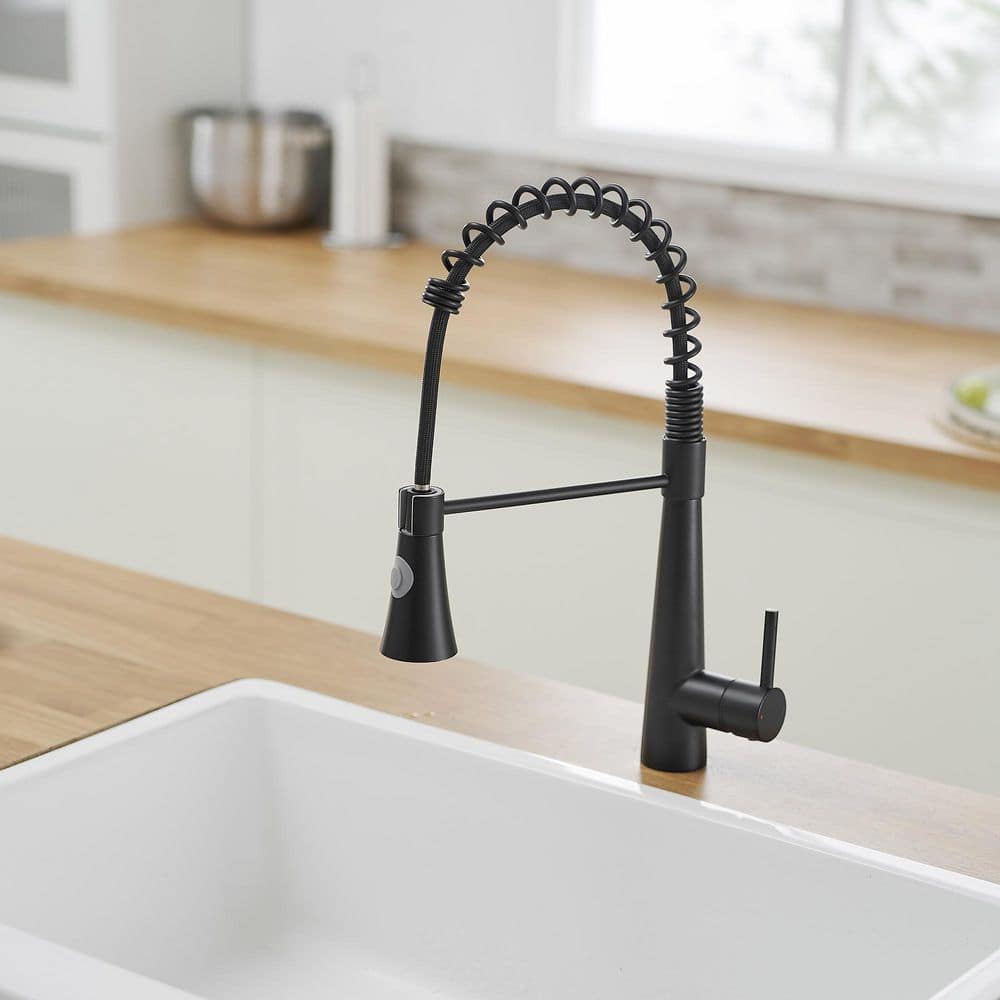  Single Handle Pull Down Sprayer Kitchen Faucet, Single Lever Kitchen Sink Faucet In Black