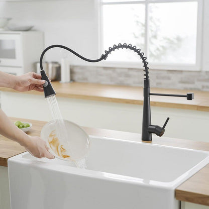  Single Handle Pull Down Sprayer Kitchen Faucet, Single Lever Kitchen Sink Faucet In Black