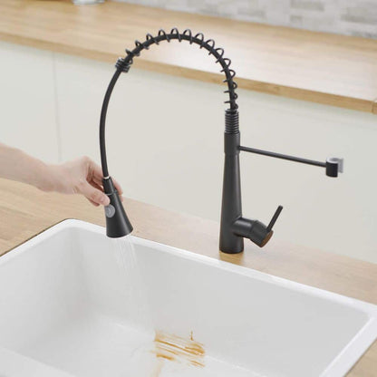  Single Handle Pull Down Sprayer Kitchen Faucet, Single Lever Kitchen Sink Faucet In Black