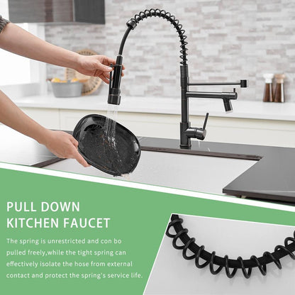  Single Handle Pull Down Sprayer Kitchen Faucet In Black
