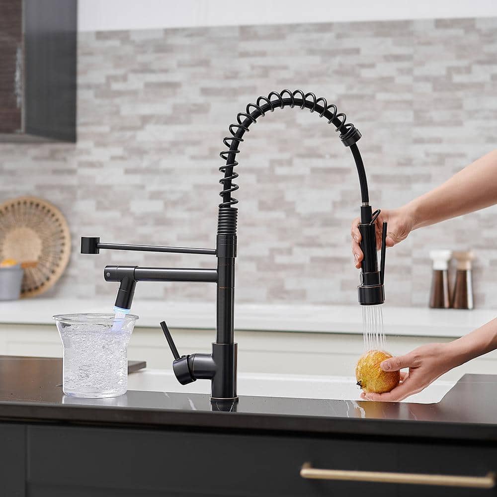  Single Handle Pull Down Sprayer Kitchen Faucet In Black