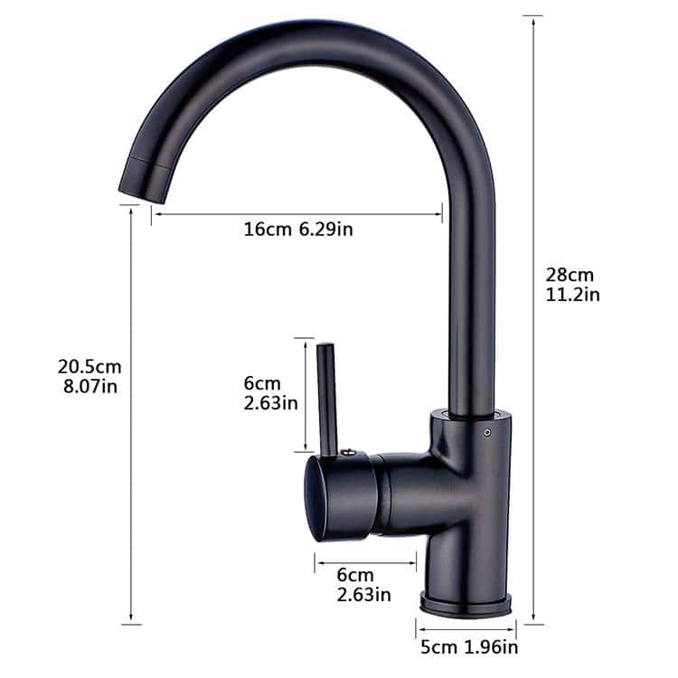  Matte Black Kitchen Faucet Single Handle Stainless Steel, Commercial Single Hole Kitchen Sink Faucet