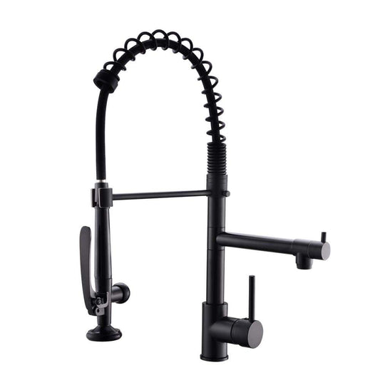  Commercial Kitchen Faucet Pull Down Sprayer Black And Nickel, Single Handle Kitchen Sink Faucet