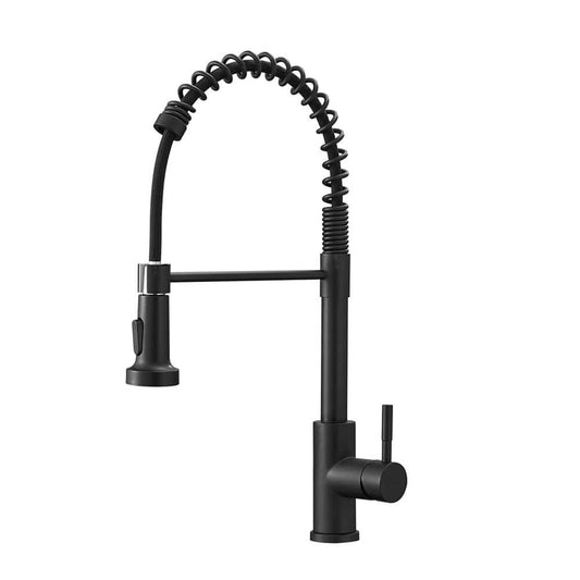  Kitchen Faucet With Pull Down Sprayer Black Stainless Steel Single Handle Pull Out Spring Sink Faucets