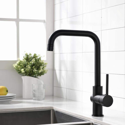  Single Handle Wall Mount Standard Kitchen Faucet In Black