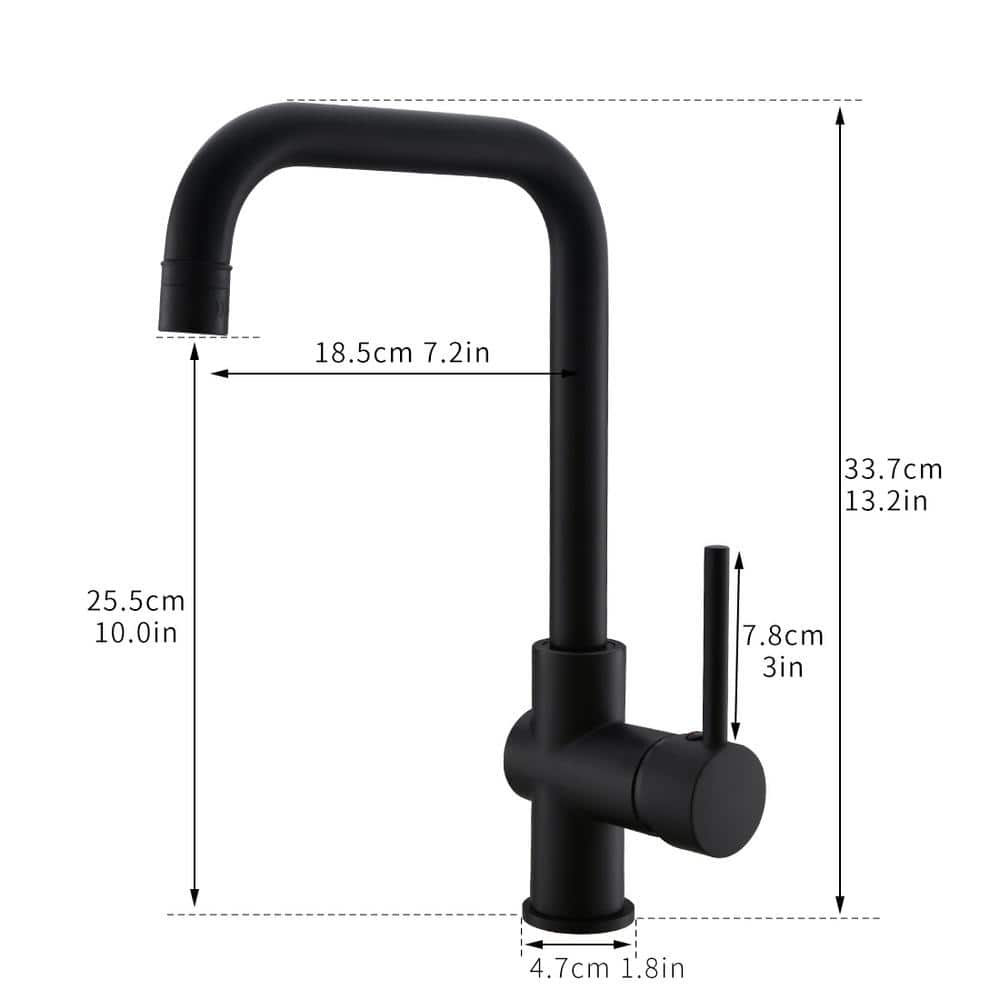  Single Handle Wall Mount Standard Kitchen Faucet In Black