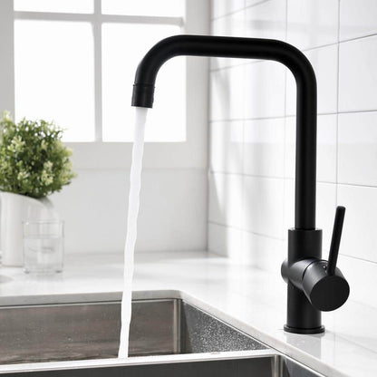  Single Handle Wall Mount Standard Kitchen Faucet In Black