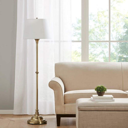  59 In. Bronze Modern 1-Light Smart 1-Way (On/Off) Standard Floor Lamp For Living Room With Fabric Drum Shade
