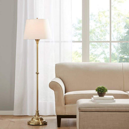  59 In. Bronze Modern 1-Light Smart 1-Way (On/Off) Standard Floor Lamp For Living Room With Fabric Drum Shade