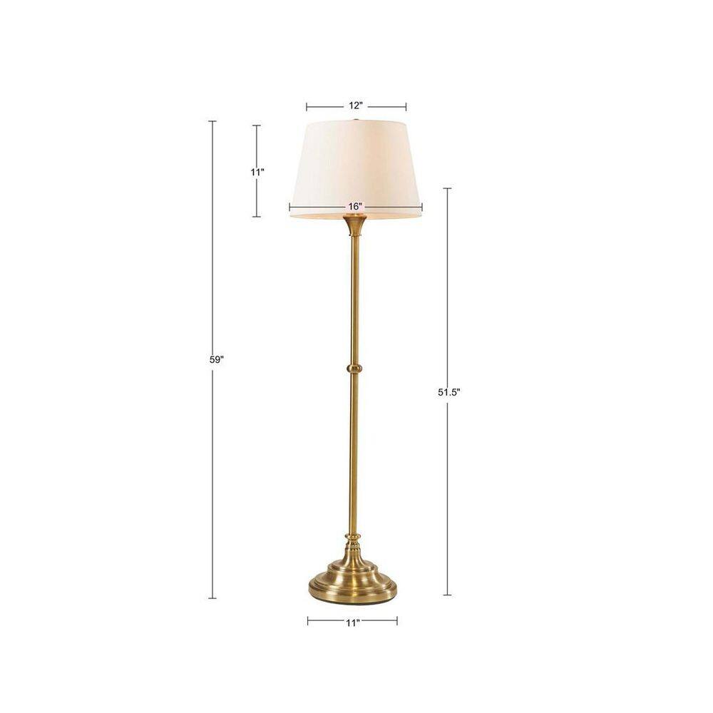  59 In. Bronze Modern 1-Light Smart 1-Way (On/Off) Standard Floor Lamp For Living Room With Fabric Drum Shade