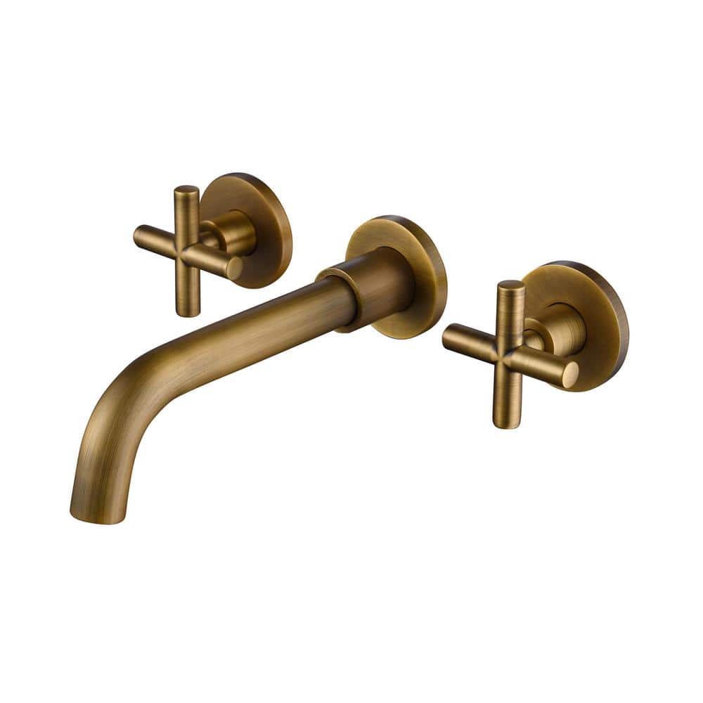  Titus Double Handle Wall Mounted Bathroom Faucet In Bronze