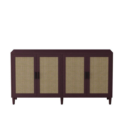  70in. 4-Door Rattan Buffet Cabinet: Adjustable Shelves In Brown
