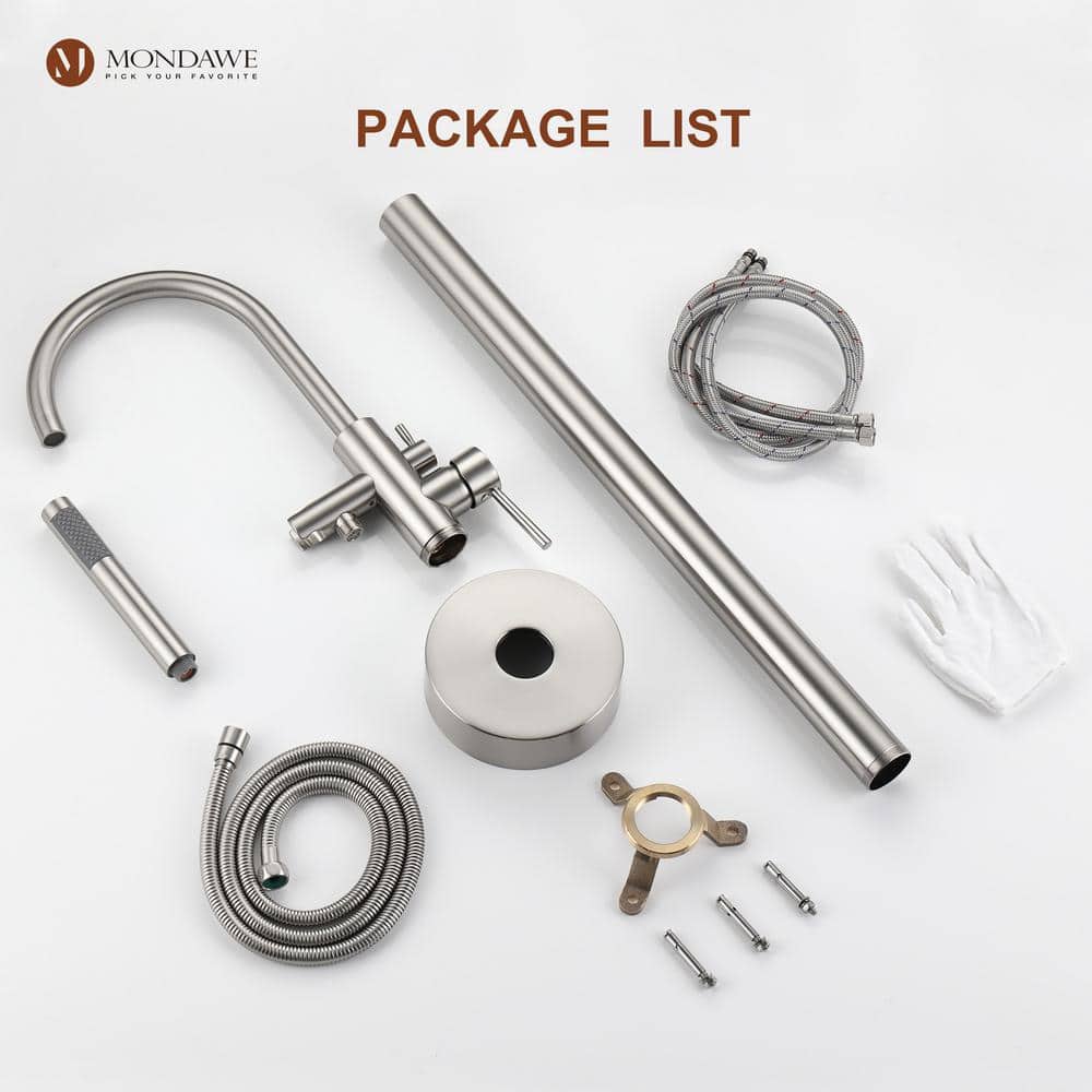  3-Handle Traditional Freestanding Bathtub Faucet(Brush Nickel)