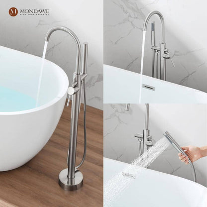  3-Handle Traditional Freestanding Bathtub Faucet(Brush Nickel)