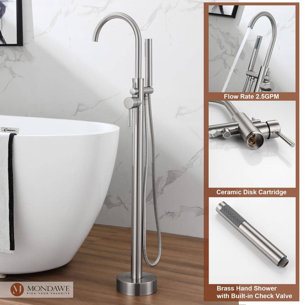  3-Handle Traditional Freestanding Bathtub Faucet(Brush Nickel)