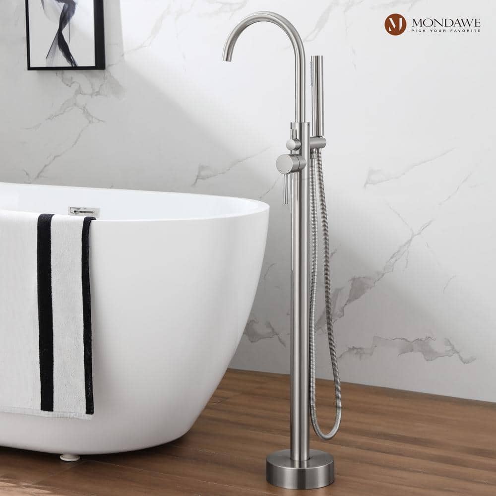  3-Handle Traditional Freestanding Bathtub Faucet(Brush Nickel)