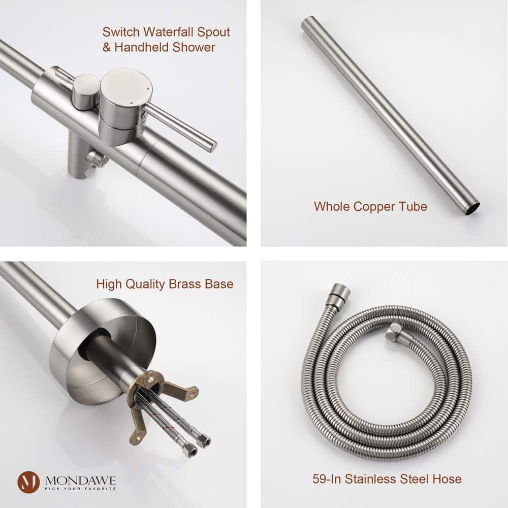 3-Handle Traditional Freestanding Bathtub Faucet(Brush Nickel)