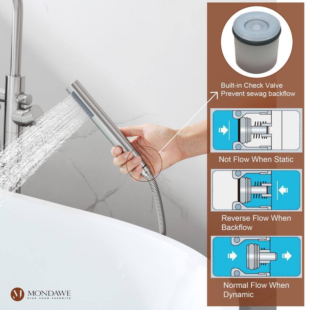  3-Handle Traditional Freestanding Bathtub Faucet(Brush Nickel)