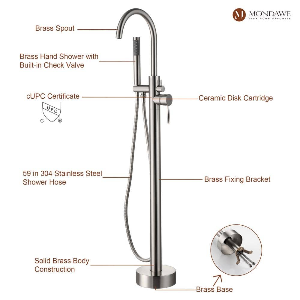 3-Handle Traditional Freestanding Bathtub Faucet(Brush Nickel)