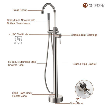  3-Handle Traditional Freestanding Bathtub Faucet(Brush Nickel)
