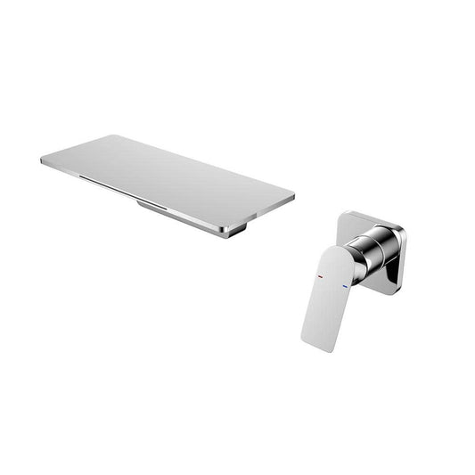  Single Handle Waterfall Bathroom Sink Wall Mounted Faucet In Brushed Chrome