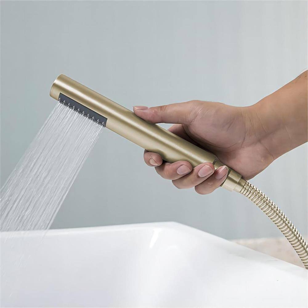  Single-Handle Standing High Flow Shower Faucets With Handheld Shower In Brushed Gold