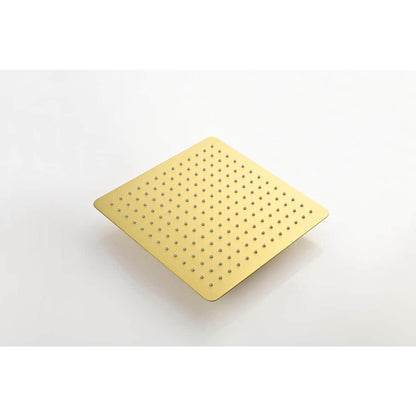  1-Spray Patterns With 2.5 GPM 12 In. Ceiling Mount Rain Fixed Shower Head In Brushed Gold